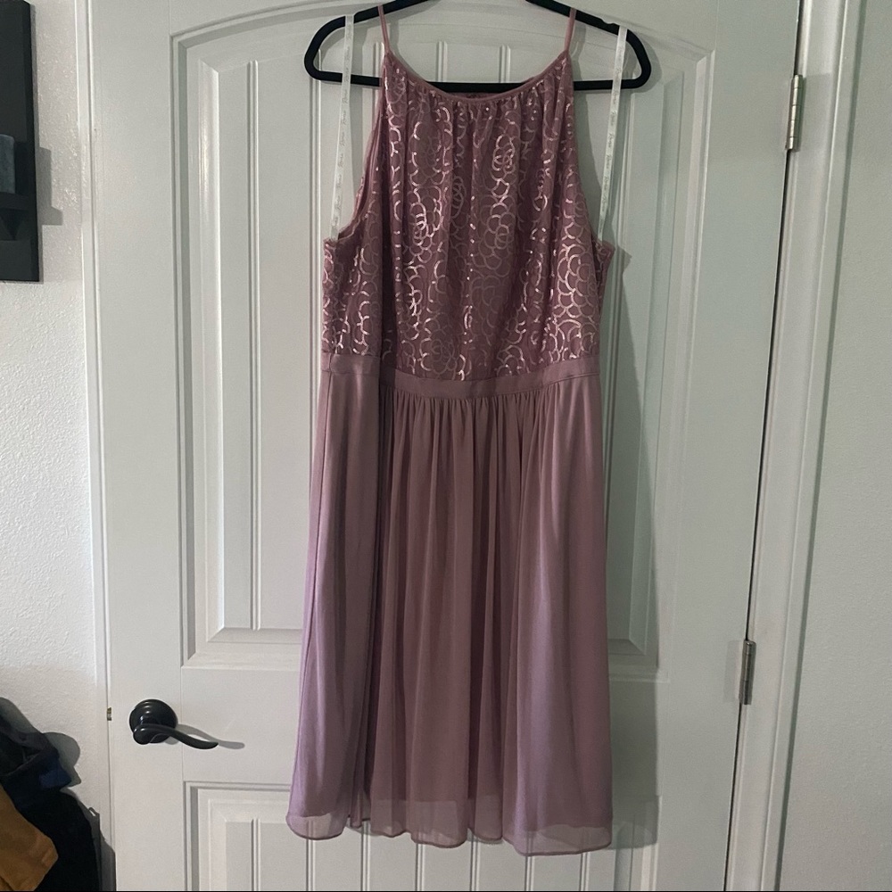 Size 20 mauve dress with sequenced designed top